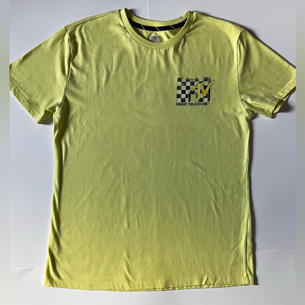 MTV Neon Yellow Tee ~ MTV Shirt Size 18 Youth